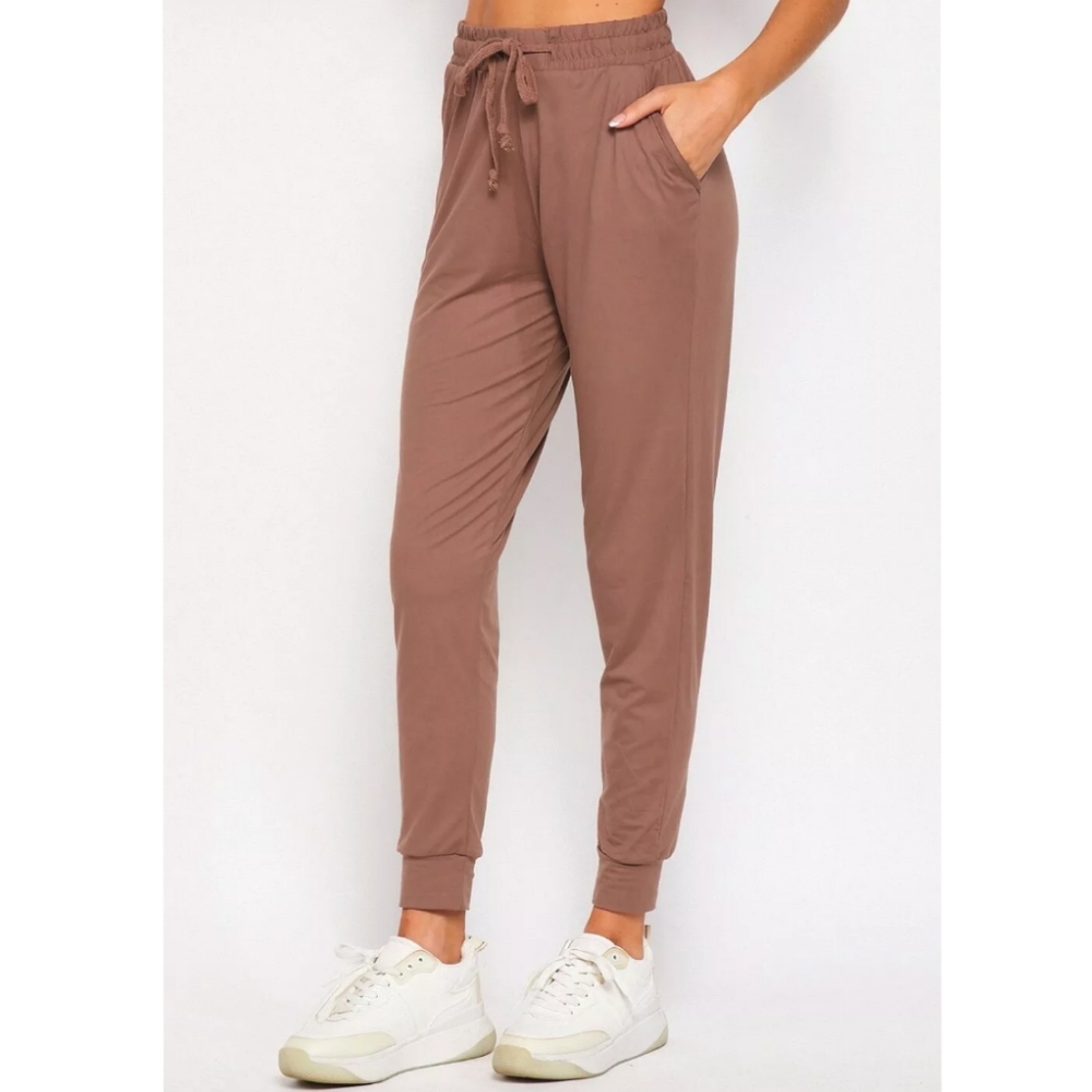 Women Long Running Pocket Drawstring Solid Casual Jogger SweatPants